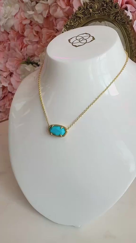 Elisa Short Pendant Gold Turquoise 440 Kendra Scott