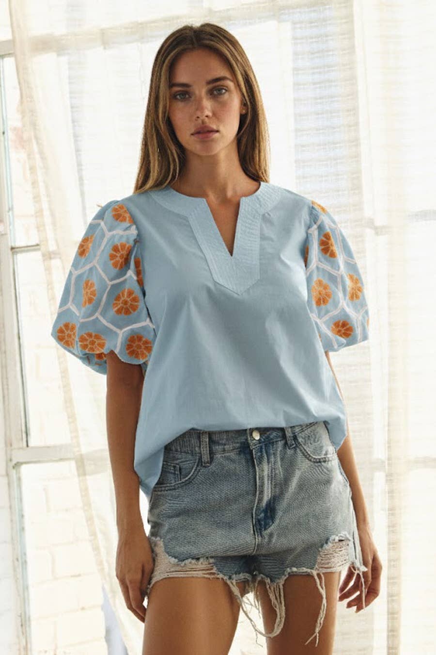 V-neck Blouse: White