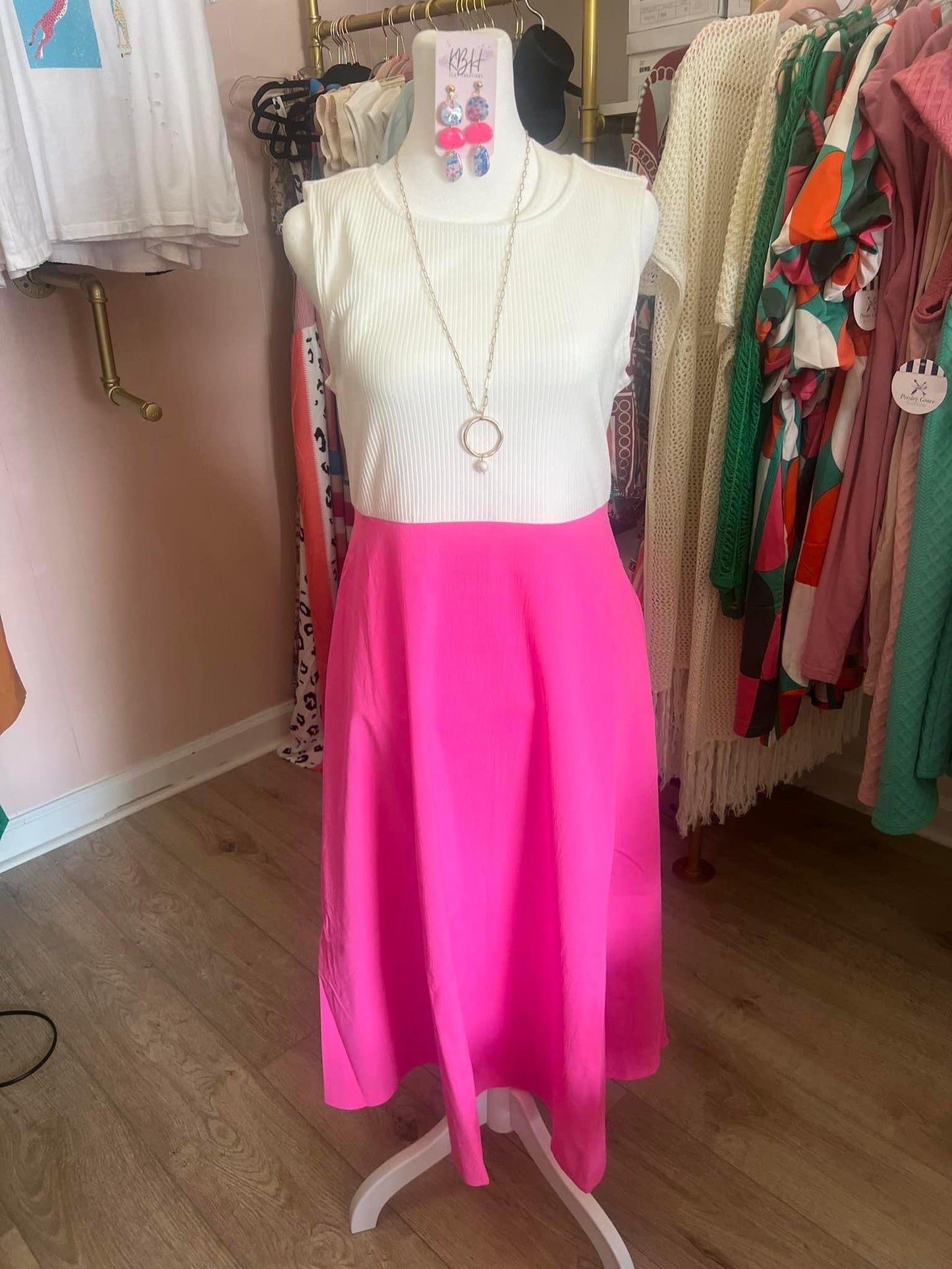 Pink and White Retro Dress