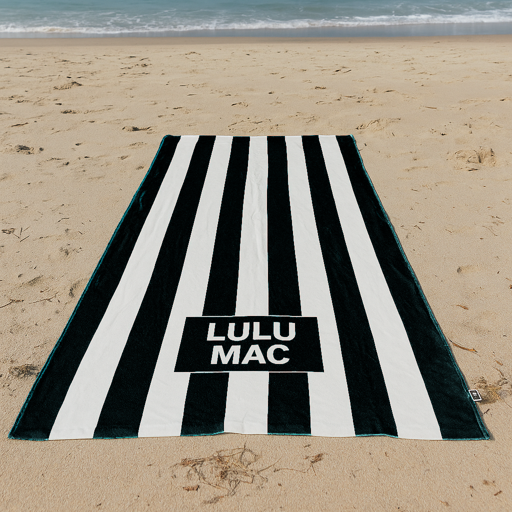PRE_ORDER_ LULU MAC-Black Darby Beach Towel