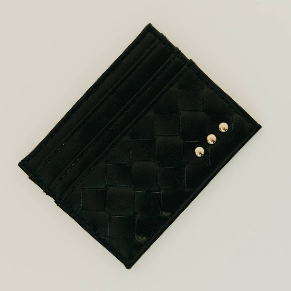 Mariah Woven Small Card Holder Wallet: Black