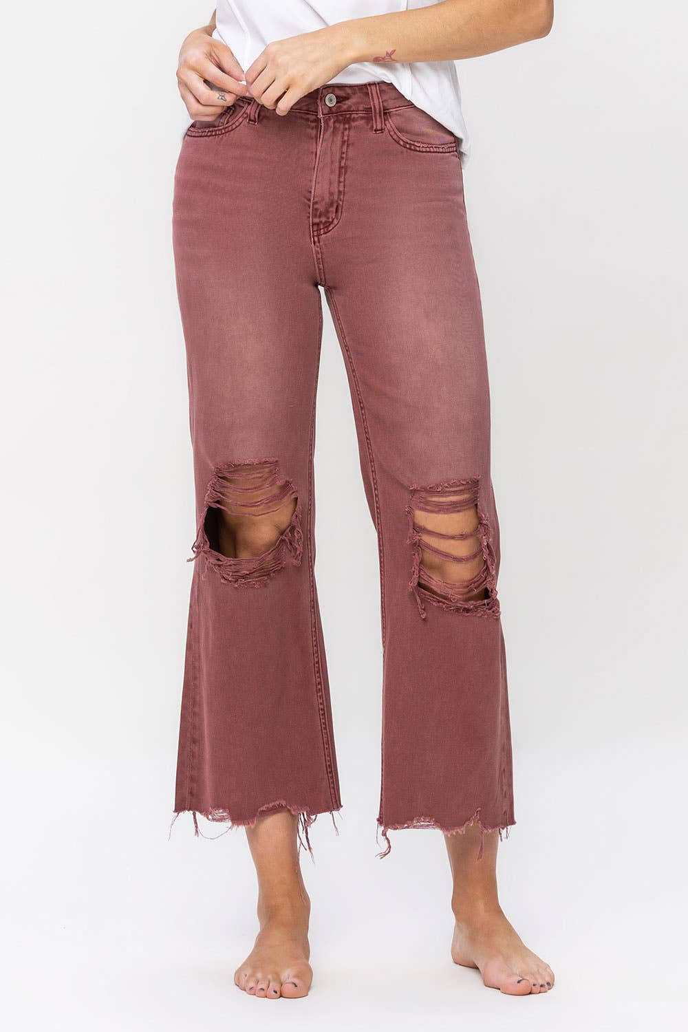 90'S VINTAGE SUPER HIGH RISE CROP FLARE JEANS V2736RU