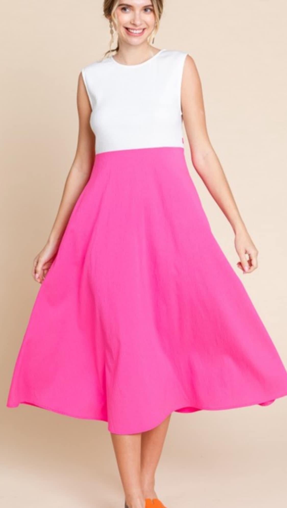 Pink and White Retro Dress