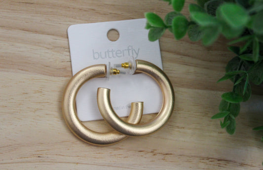 Medium Sized Gold Butterfly Hoops