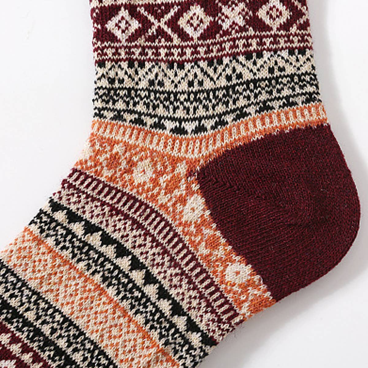 5 PAIRS OF ETHNIC STYLE SMALL DIAMOND WOOL SOCKS_CWMS0677: TYPE1 / (OS) 2