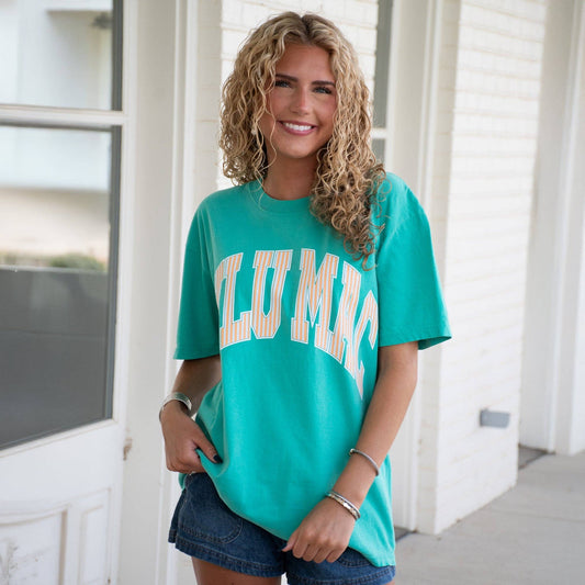 LM-Stripe Adult Cream Sickle Sky/Island Green Comfort Colors Tee: Cream Sickle Sky/Island Green