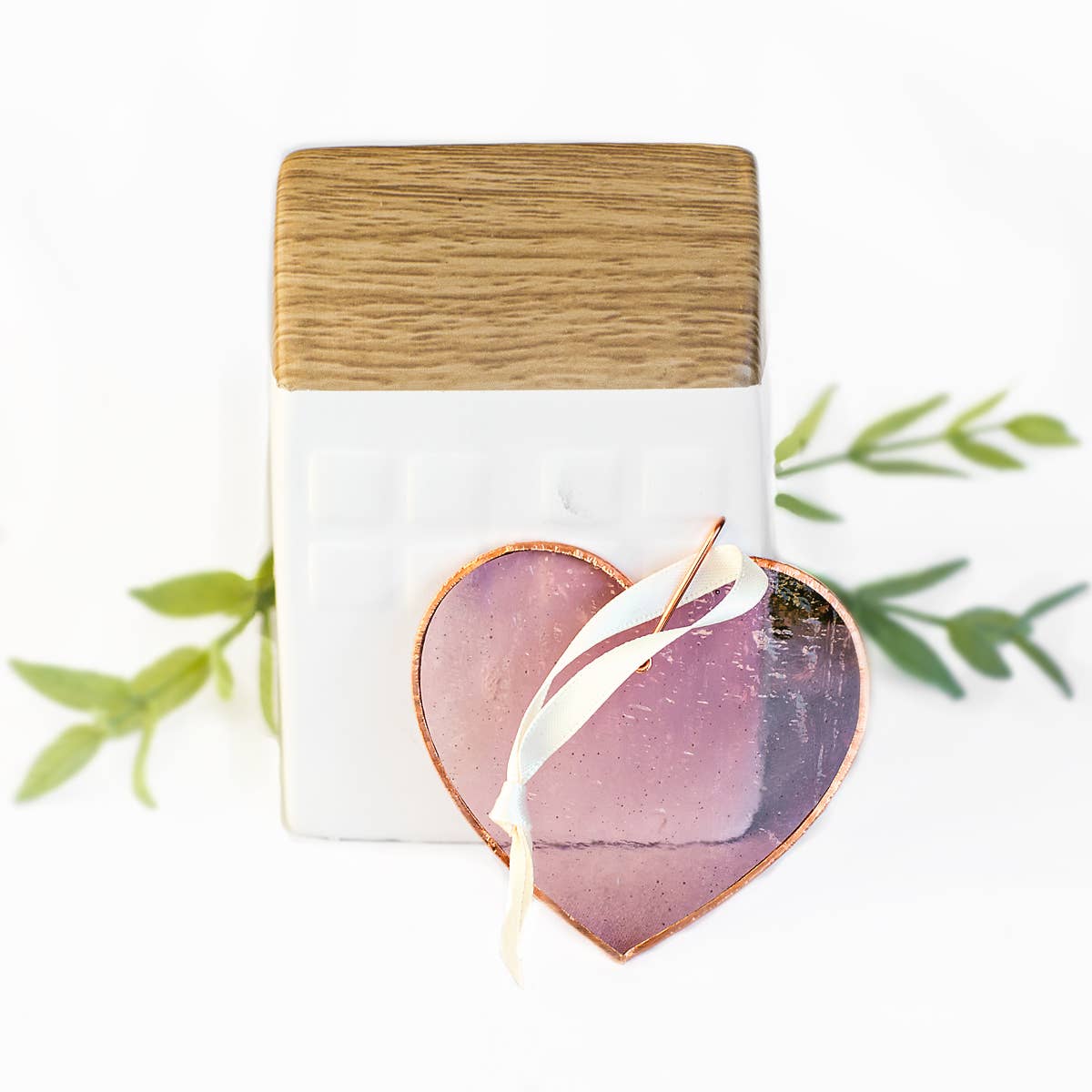 Her Heart for Mom USA Handmade Stained Glass Pink Heart 7901