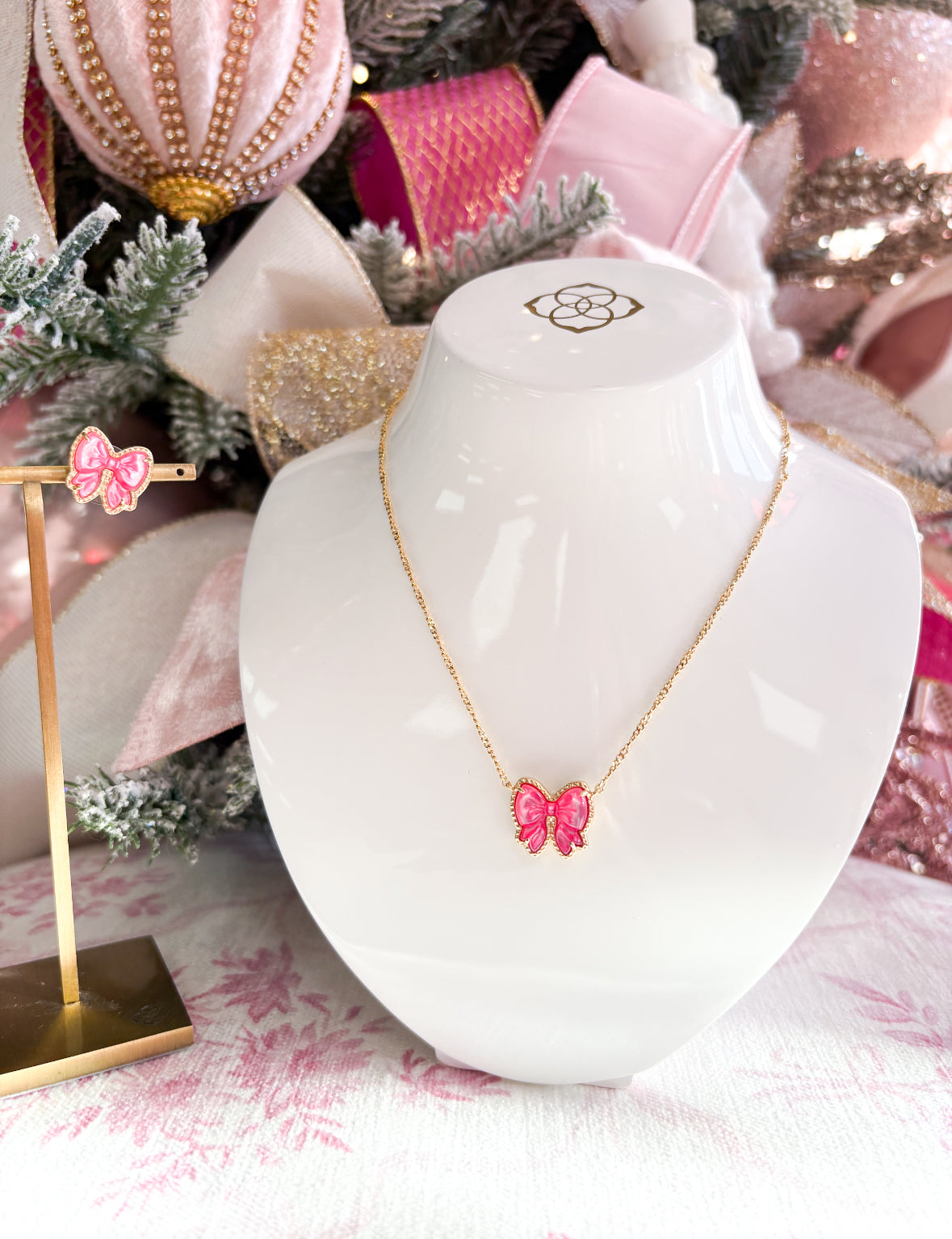 Haley Bow Necklace Rose Violet Mother Of Pearl