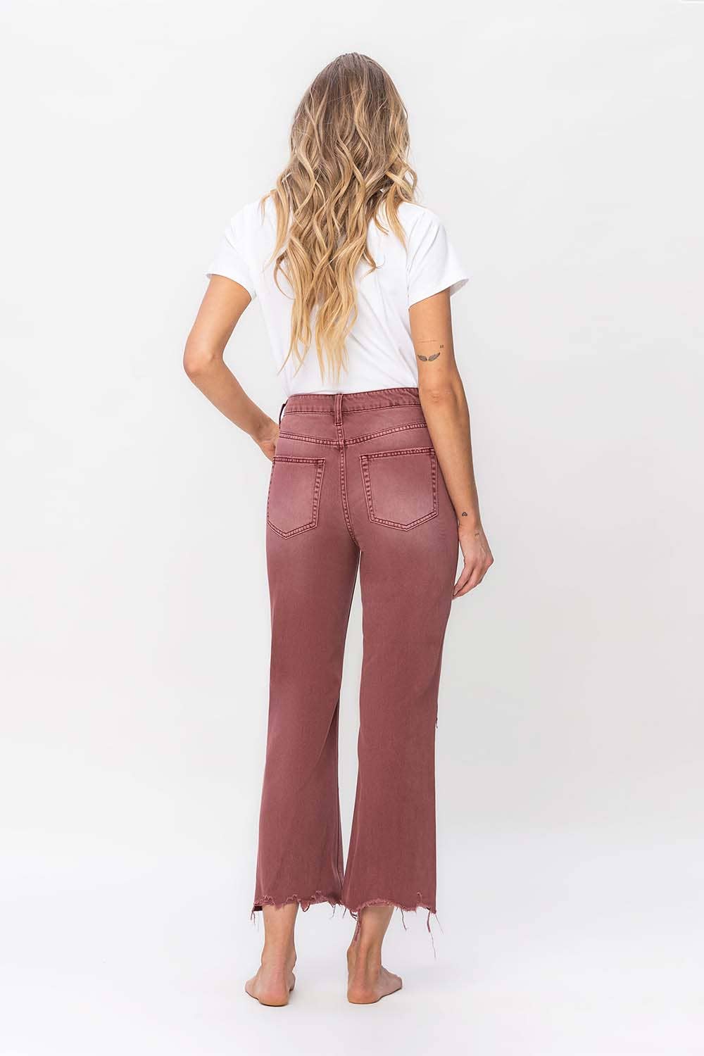 90'S VINTAGE SUPER HIGH RISE CROP FLARE JEANS V2736RU