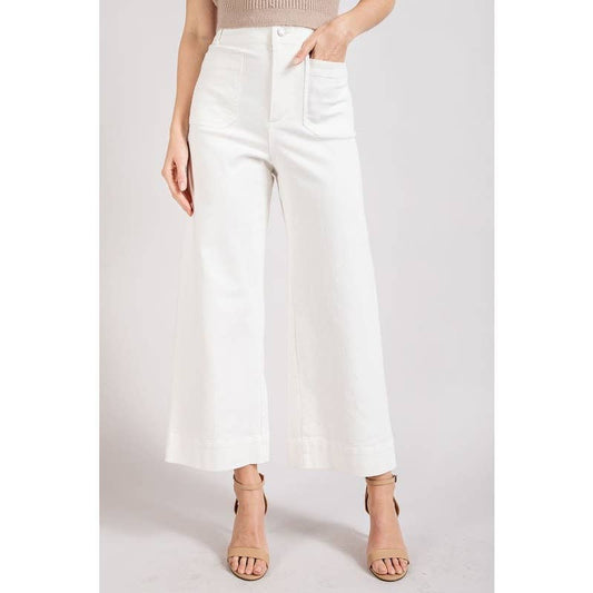 Soft washed wide leg pants: OFF WHITE