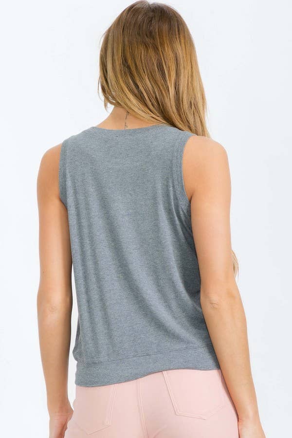 Women's Ribbed Viscose Crew Neck Loose Fit Tank: Pink / S