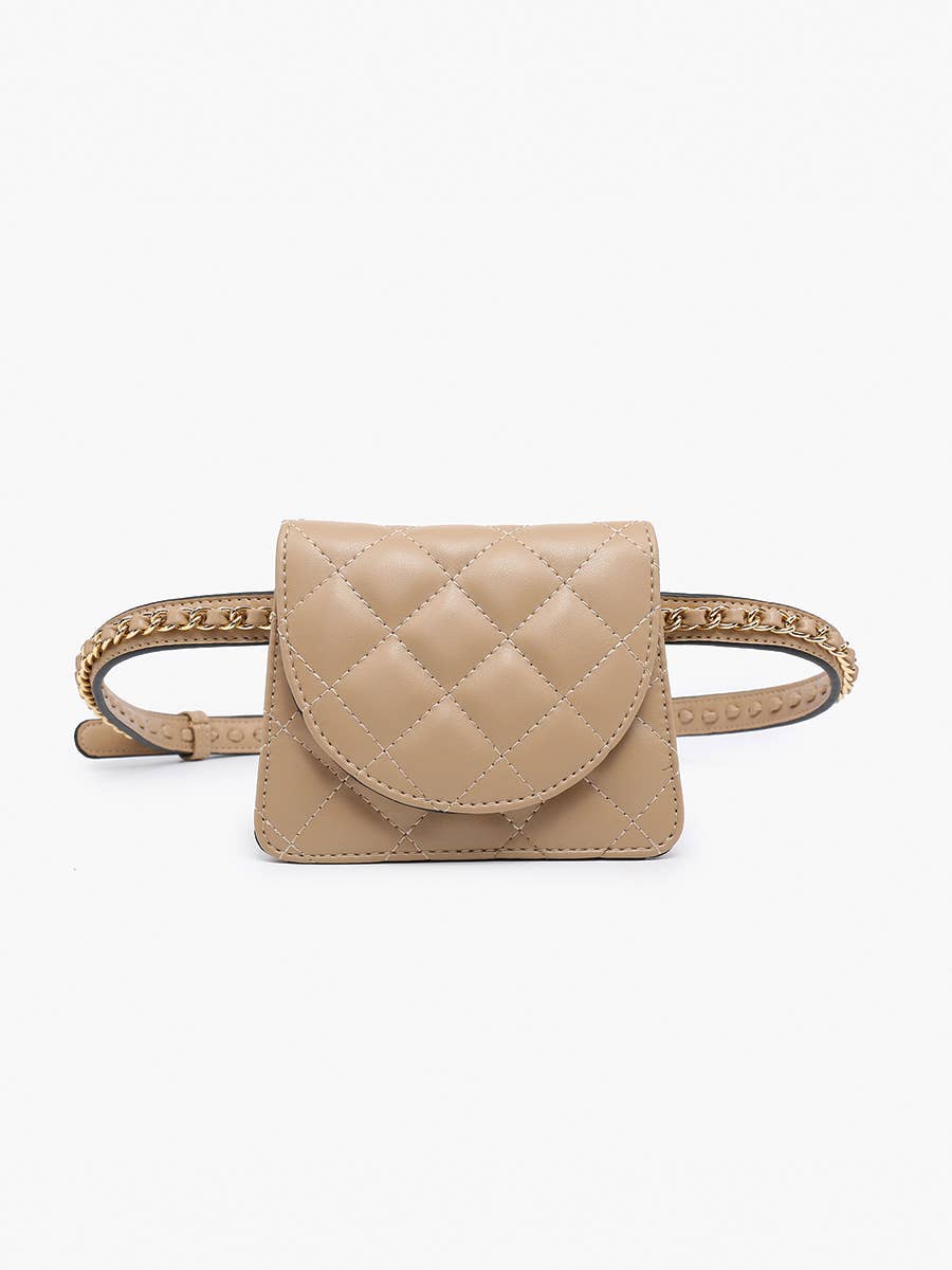 Jen & Co: Annalee Quilted Mini Belt Bag w/ Strap: Sand