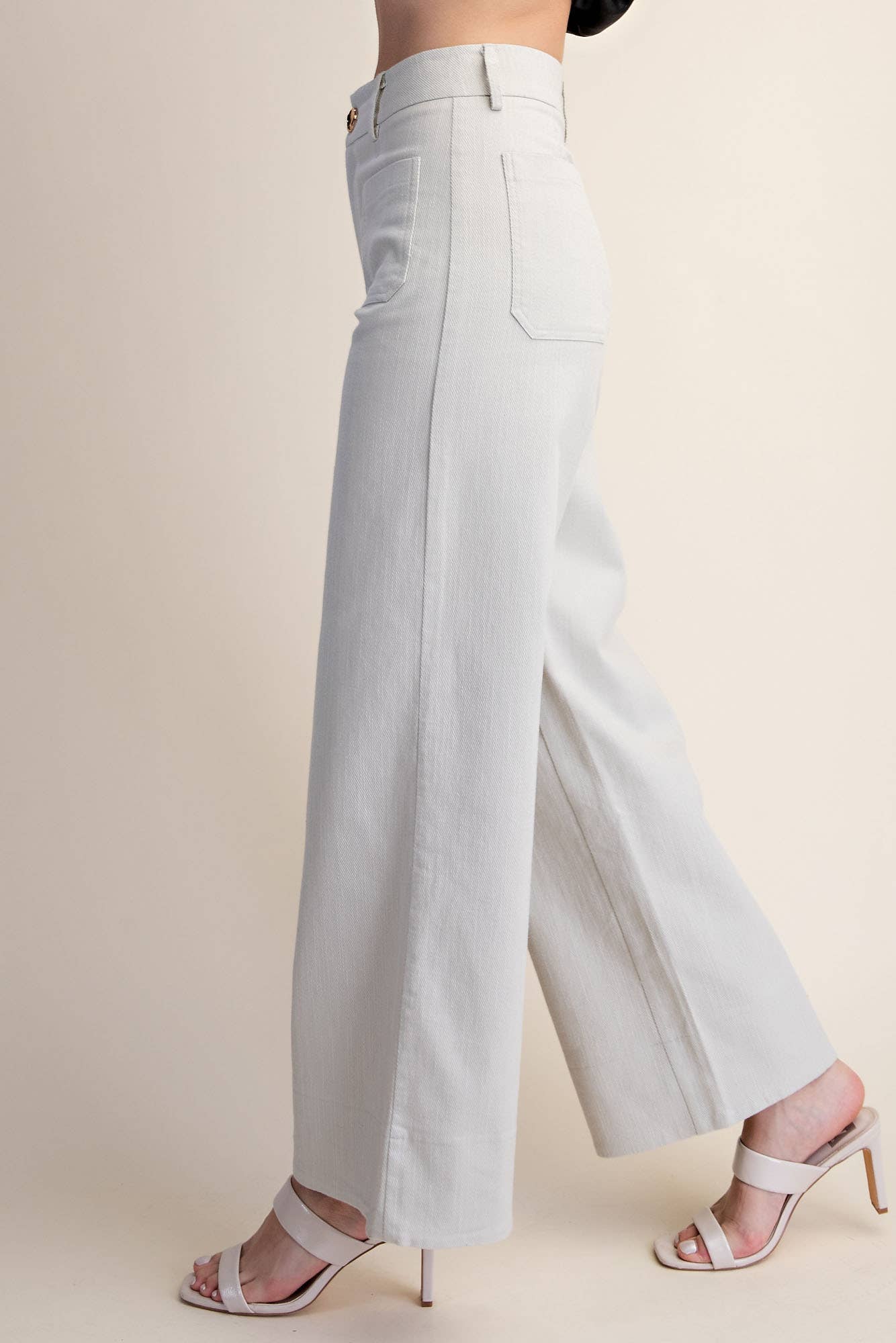 Stretchy Jeans High Rise Front Pocket Wide Leg: Navy