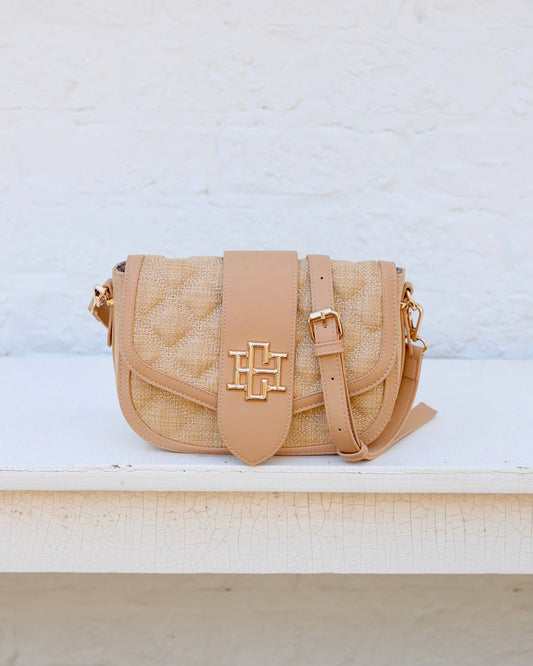 Griffin Crossbody Bag Woven Tan: Default