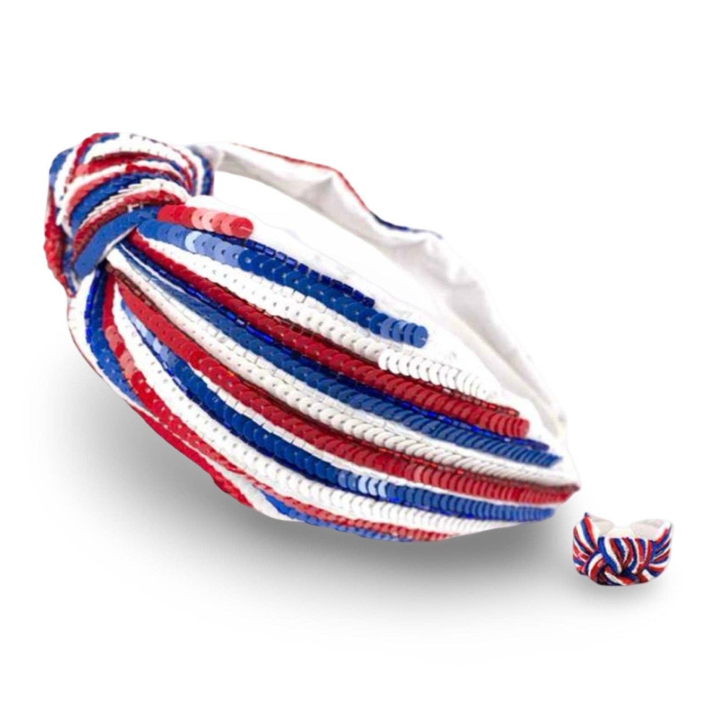 Red, White & Blue Sequin Striped Patriotic Headband