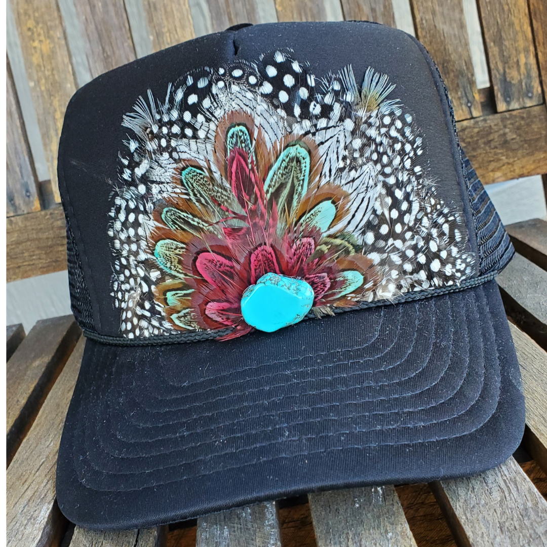 Western Feather Trucker Hat Retro Feather Trucker Hat