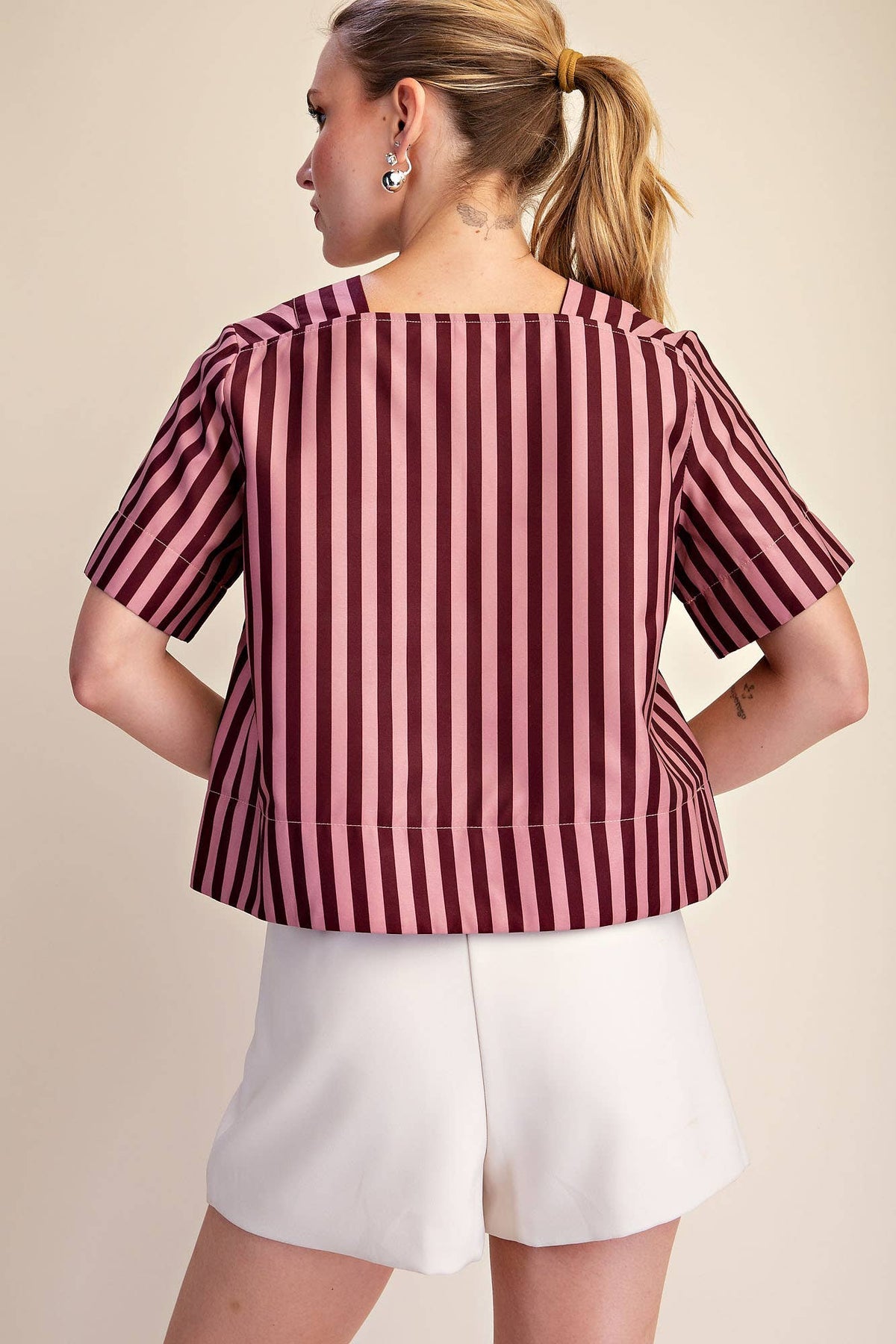 The Rosé & Merlot Striped Blouse 🍷🌸