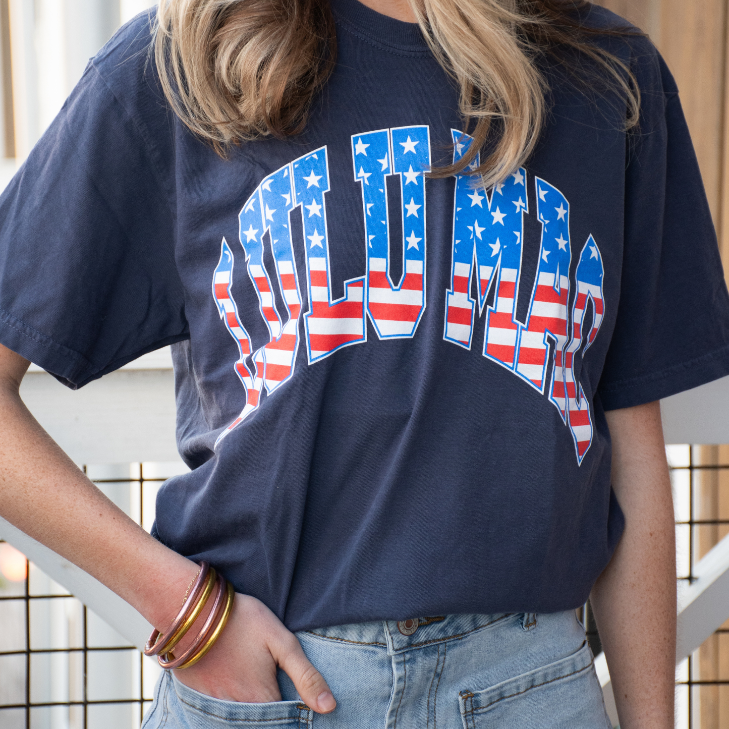 PRE ORDER- Stars & Stripes Adult Navy Comfort Colors Tee: Navy