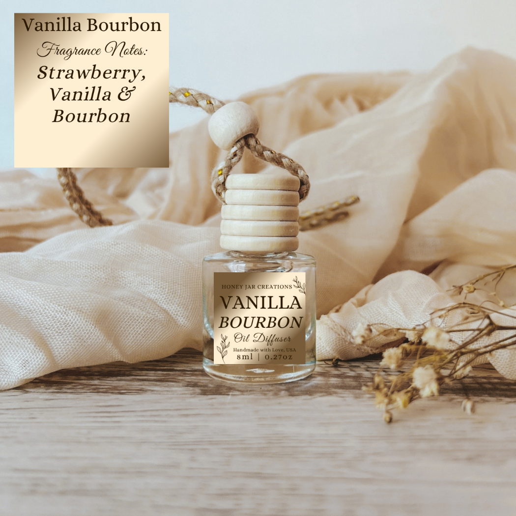 Hanging Car Diffusers | Vanilla Bourbon | Made in USA: Square Bottle