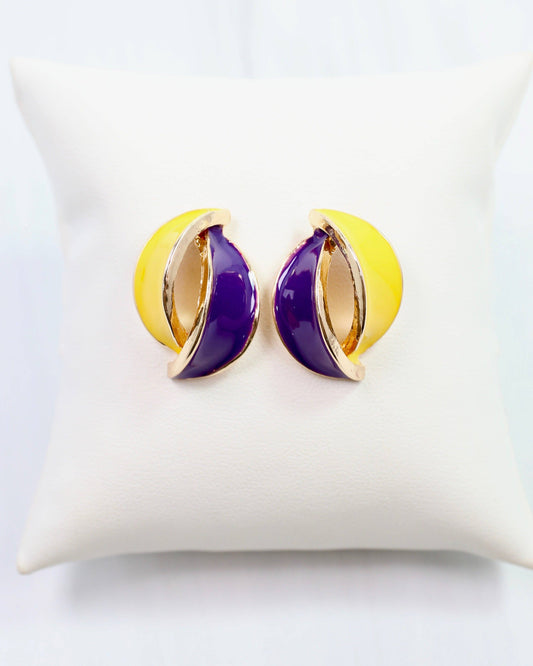 Cora Game Day Earring Purple Yellow: Default