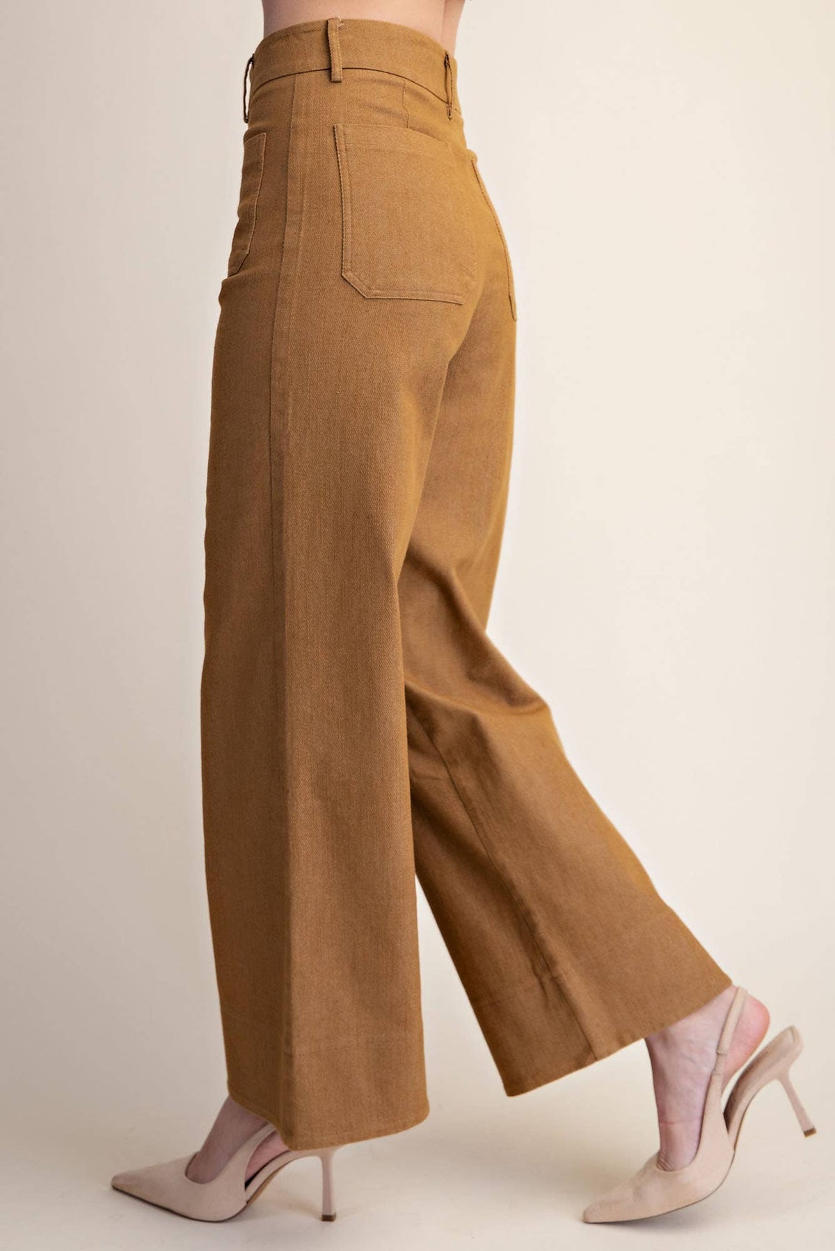 Stretchy Jeans High Rise Front Pocket Wide Leg: Navy