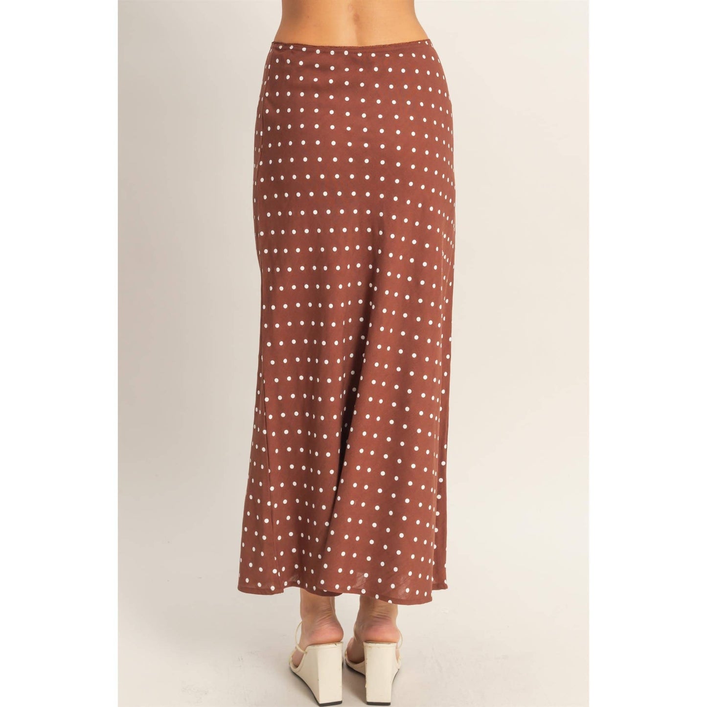 Polka Dot A-Line Skirt: CHESTNUT