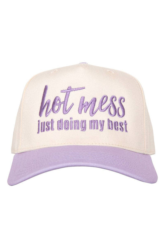 Hot Mess Just Doing My Best Two-Toned Vintage Hat: Light Purple and Tan
