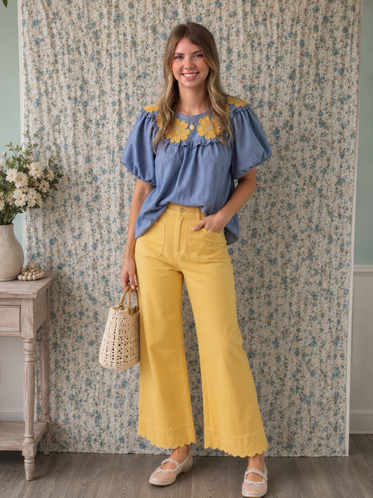 🌻 Golden Fields Embroidered Blouse
