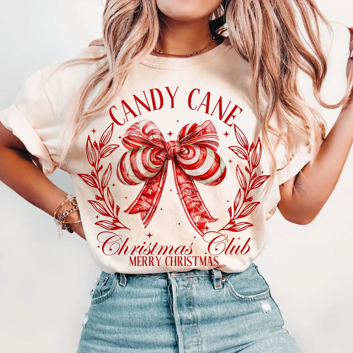 Candy Cane Christmas Club Sweatshirts & Tee’s : White Tee