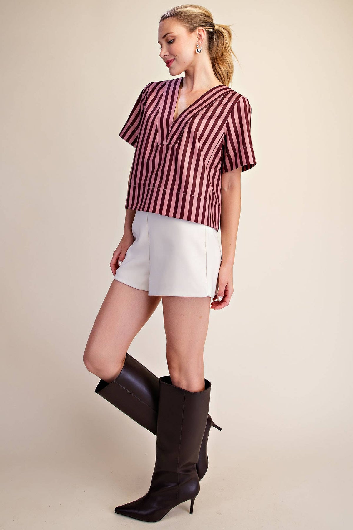 The Rosé & Merlot Striped Blouse 🍷🌸