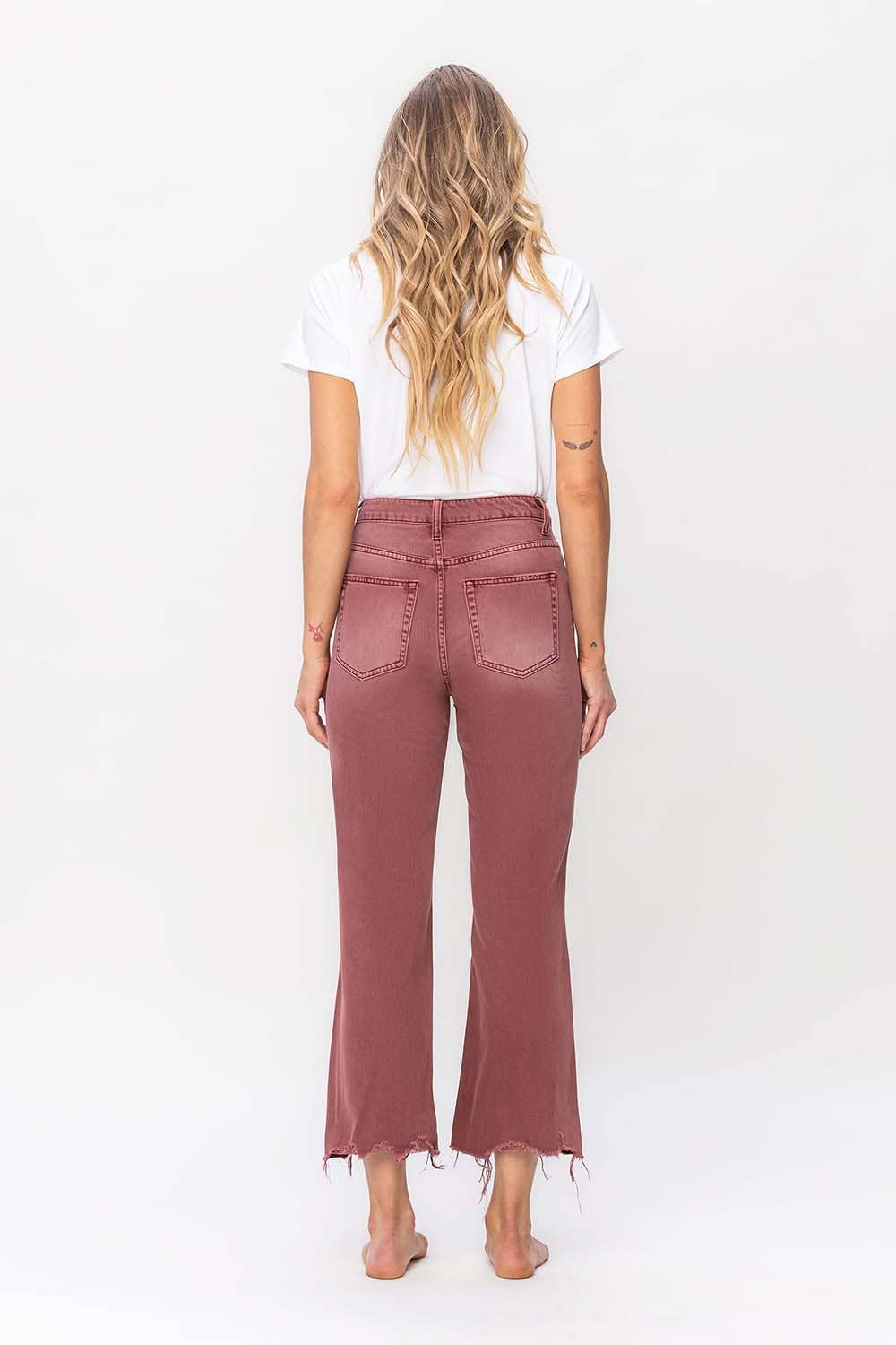 90'S VINTAGE SUPER HIGH RISE CROP FLARE JEANS V2736RU