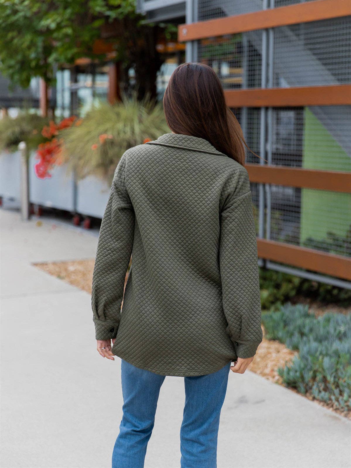 Quilted Shacket: Dark Red / Small