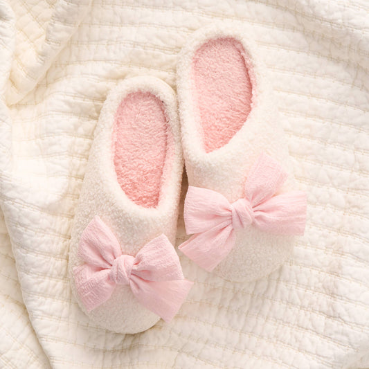Fuzzy Slippers-Betty Bow Blush (Mixed - 2 S/M and 2 M/L)