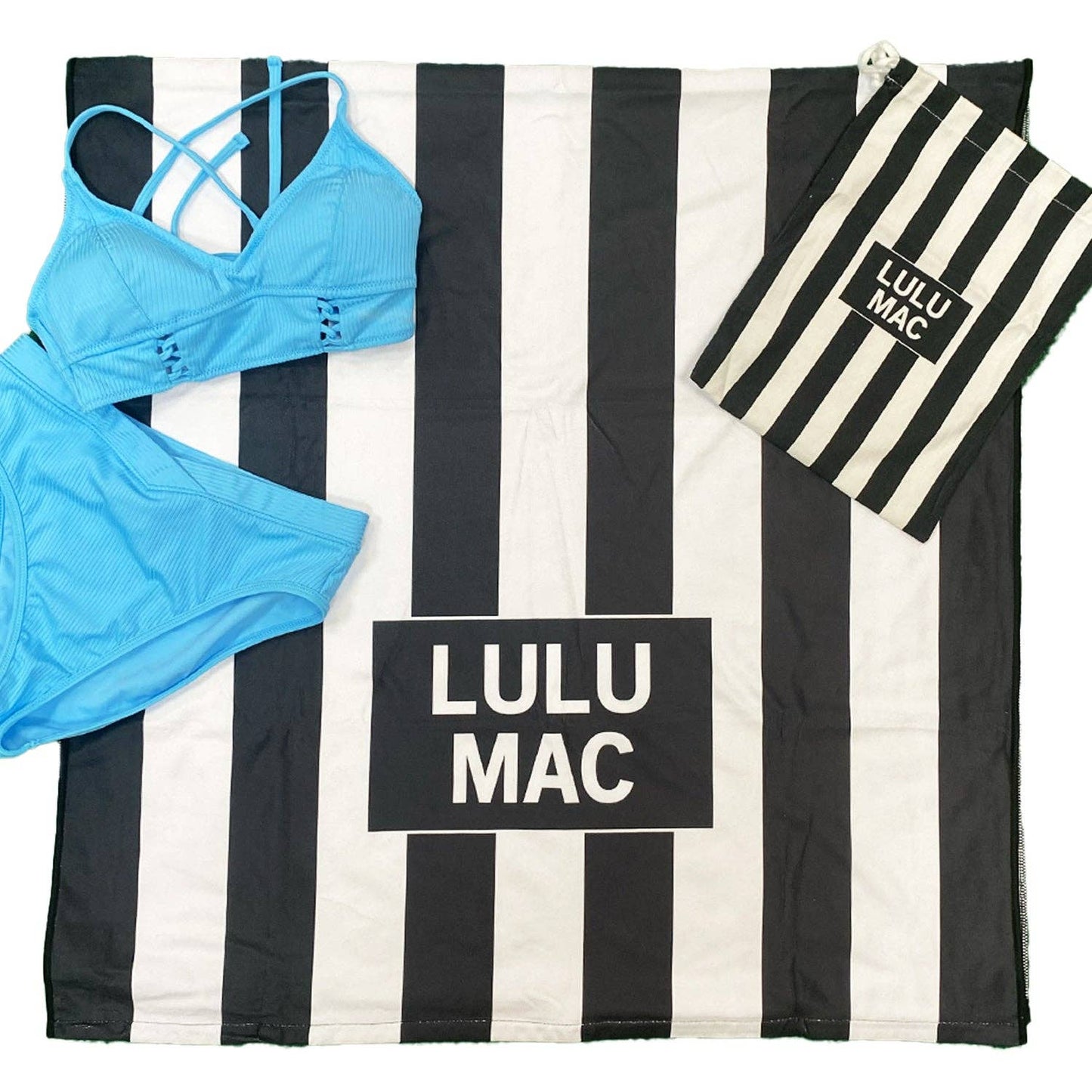 PRE_ORDER_ LULU MAC-Black Darby Beach Towel