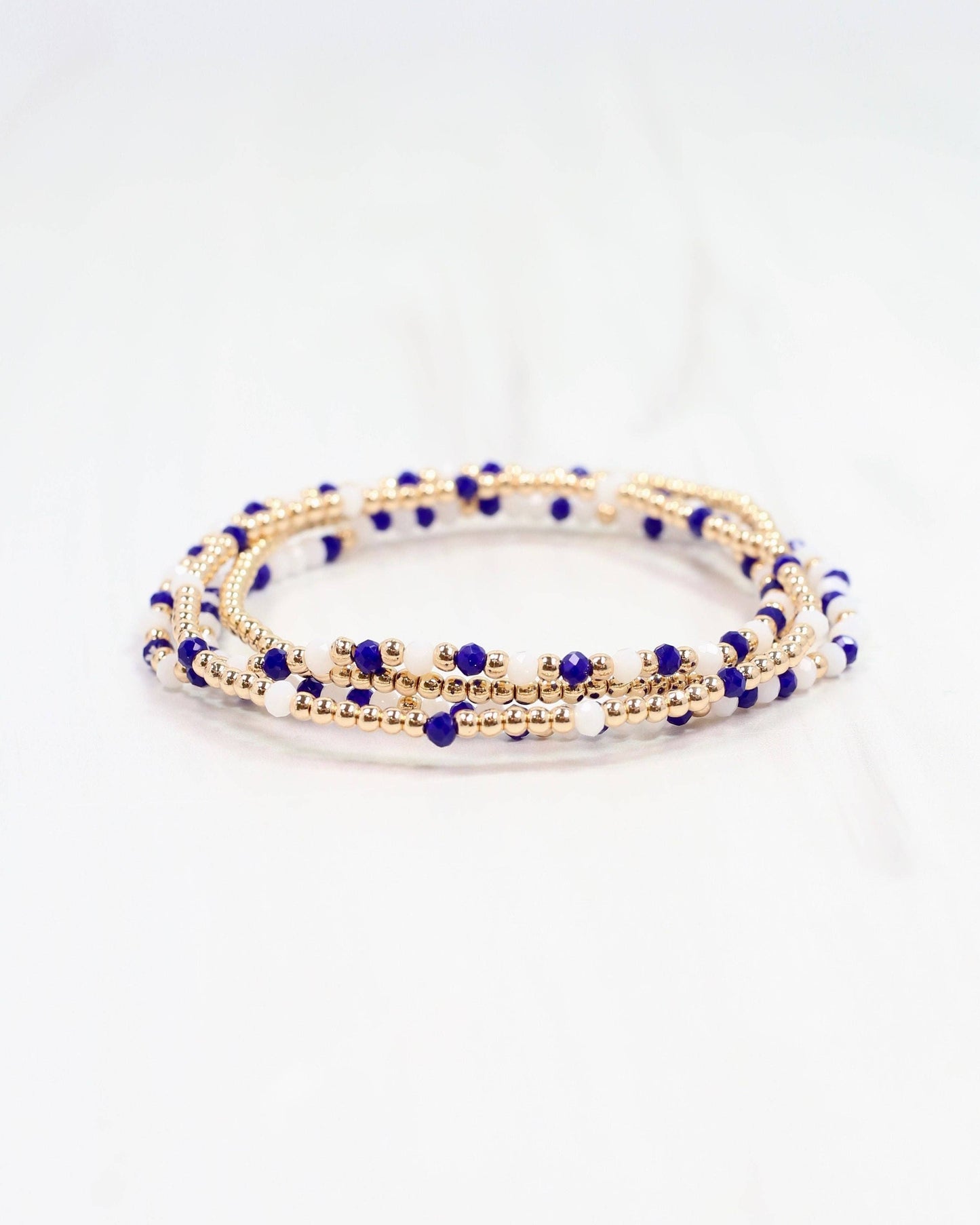 Lottie Beaded Bracelet set Blue White: Default