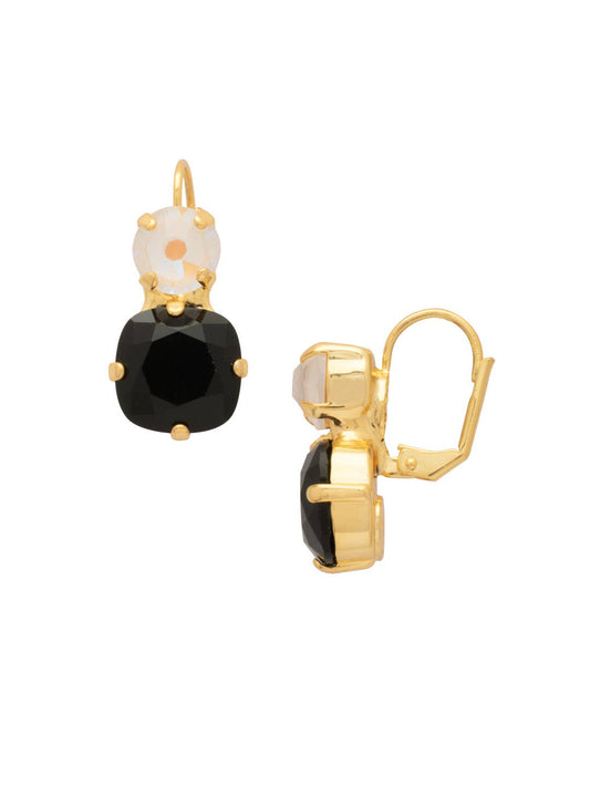 Cushion-Cut Round Dangle Earrings - Black