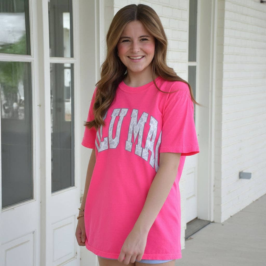 LM-Camo Adult Neon Pink Comfort Colors Tee: Neon Pink