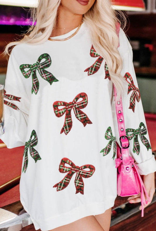 Sequin Christmas Bows Top