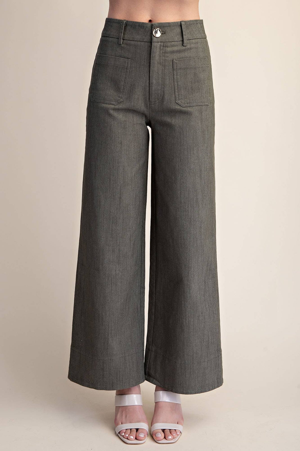 Stretchy Jeans High Rise Front Pocket Wide Leg: Navy