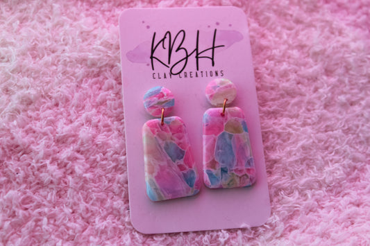 KBH Colorful Circle Rectangle Stud Dangles