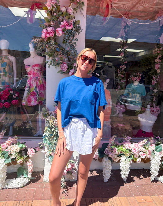 Royal Blue Oversized Pocket Tee 💙