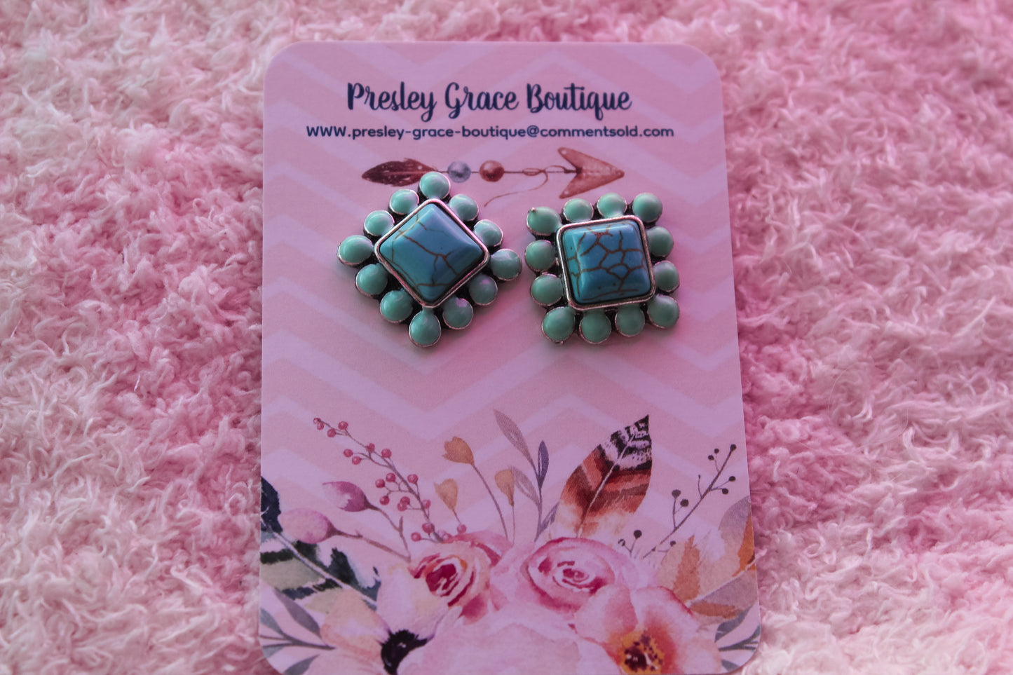 Western Stone Square Studs