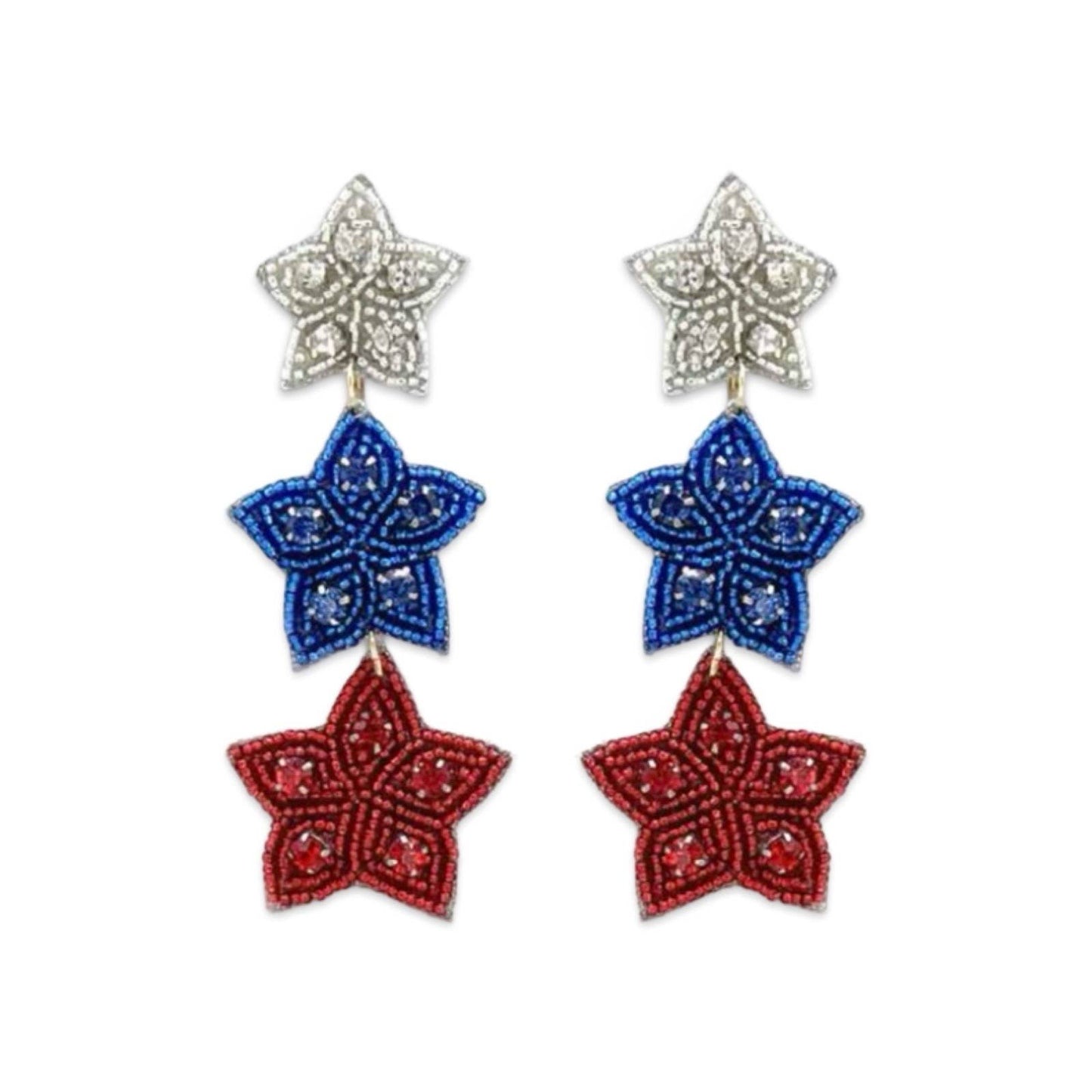 Beaded Patriotic Star Earring|Patriotic