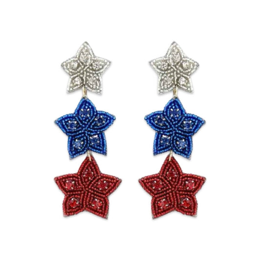 Beaded Patriotic Star Earring|Patriotic