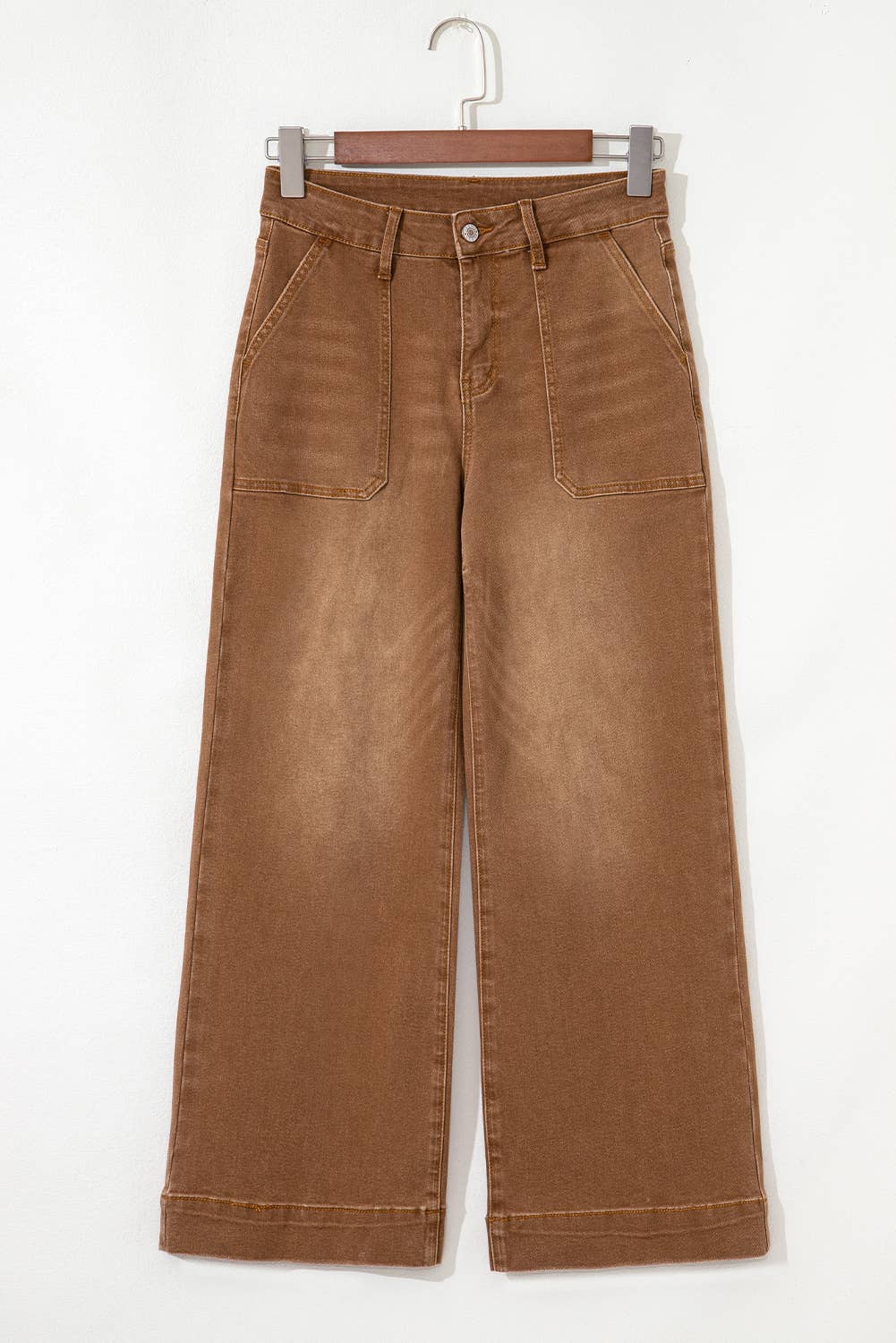 Ezra | Cropped High Rise Wide Leg Jeans: Brown