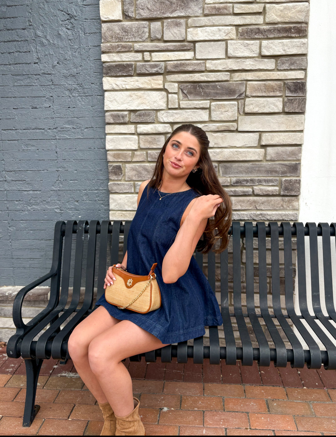 IST6095 DENIM LONGLINE SLEEVELESS TOP AND SHORTS SET: DK DENIM