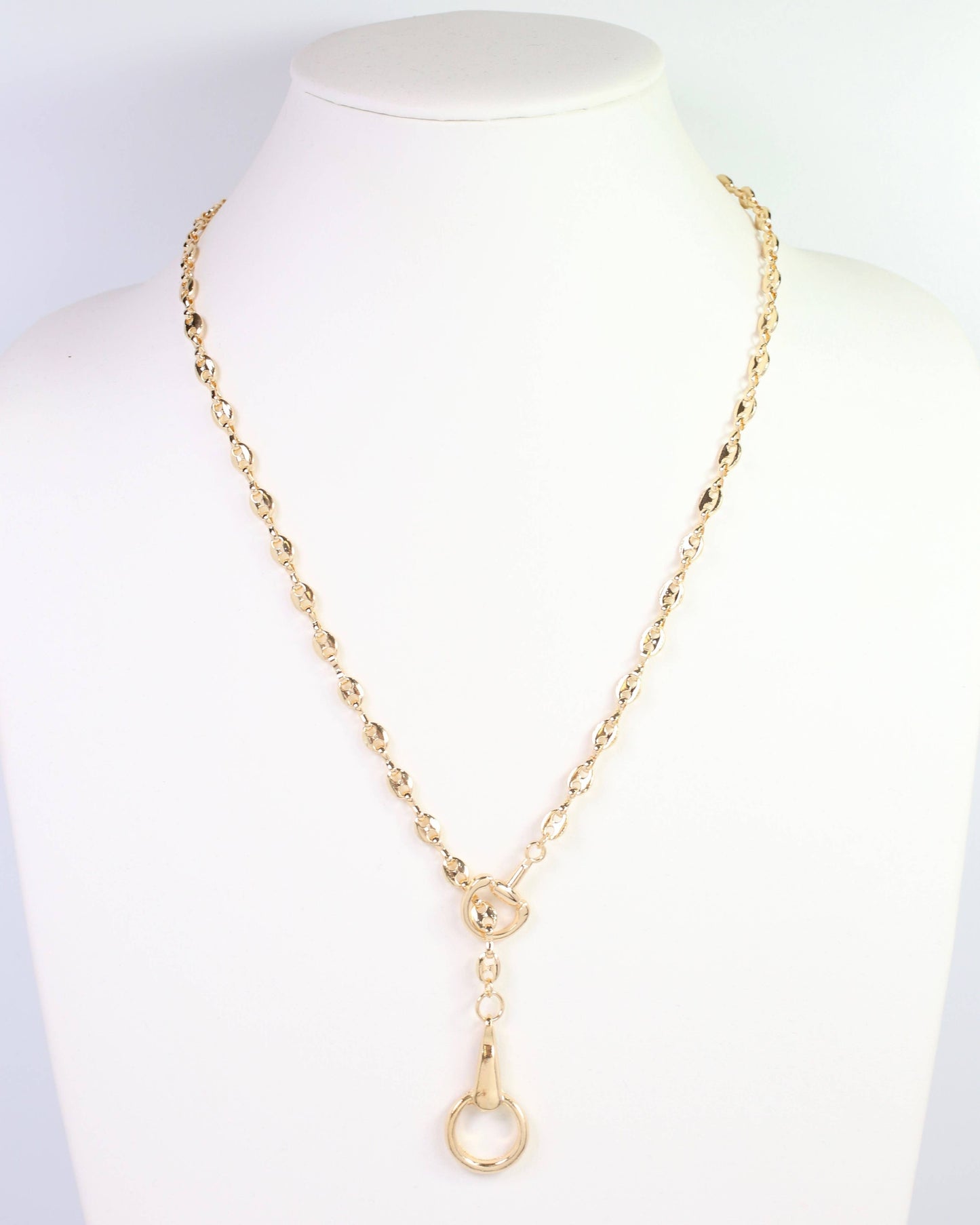 Manchester Horsebit Y Necklace Gold: Pre Order