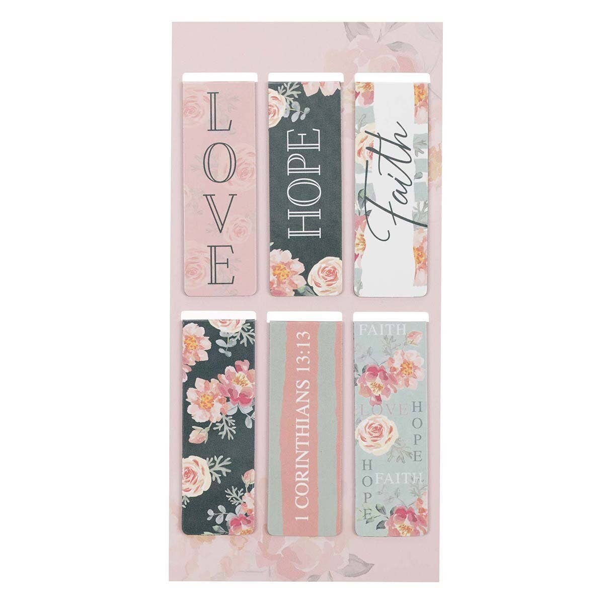 Magnetic Bookmark Set Vintage Floral Faith, Hope, Love