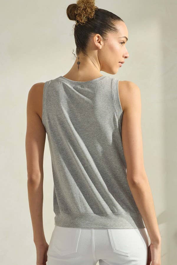 Women's Ribbed Viscose Crew Neck Loose Fit Tank: Powder Blue / M