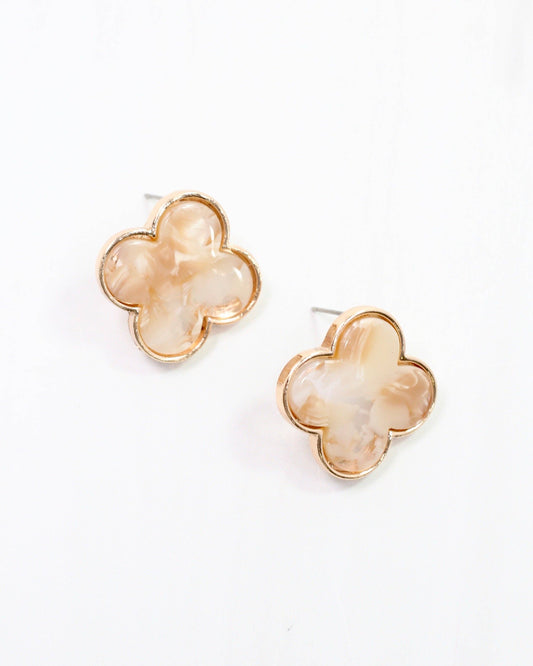 Mazie Clover Stud Earring Natural: Default